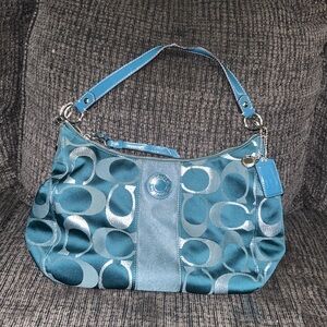 Coach Blue and Silver Shoulder Bag